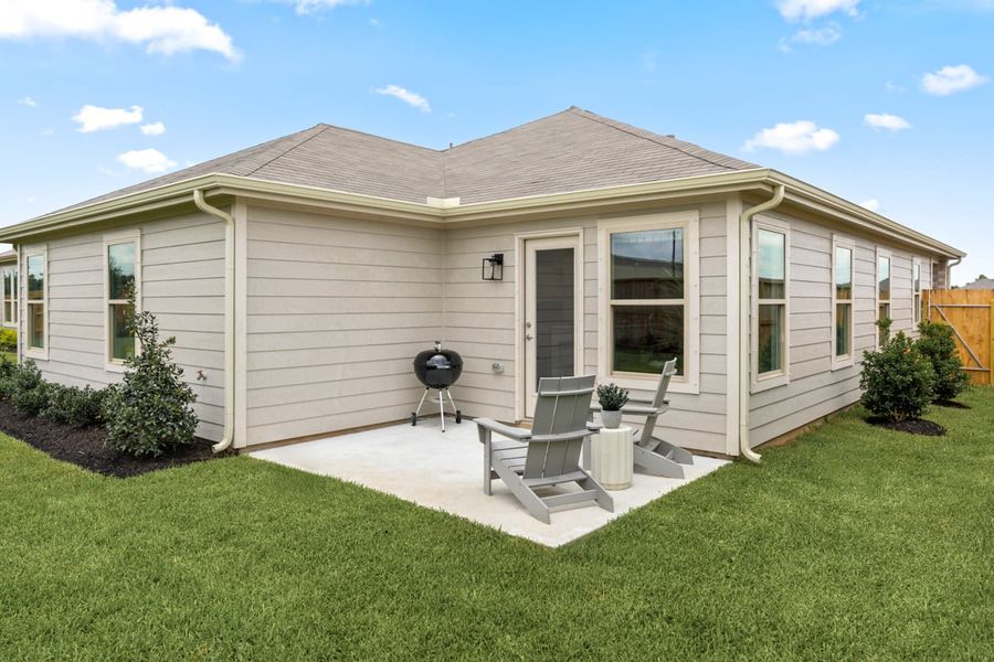 Representative exterior details of a home built from the 1702 Modeled by KB Home in Sunset Grove South, Hitchcock (Image 3).