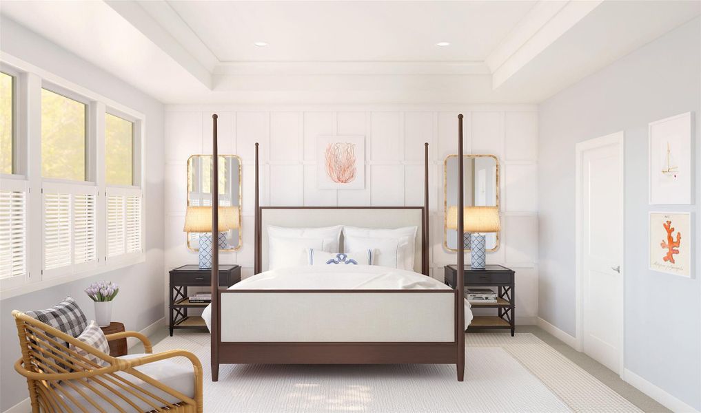 Tranquil primary suite (*Artist rendering used for illustration purposes only.)