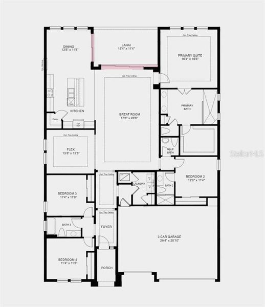 2D floor plan layout of this home in Center Lake Ranch Community Group Page, St. Cloud, FL (Image 3).