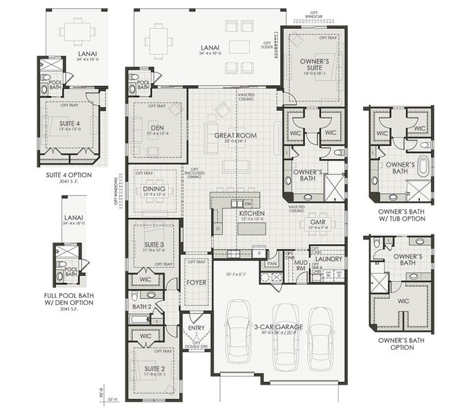 2D floor plan layout for the Fairlead by Homes by Towne in Palmera at Wellen Park, Venice, FL (Image 4).