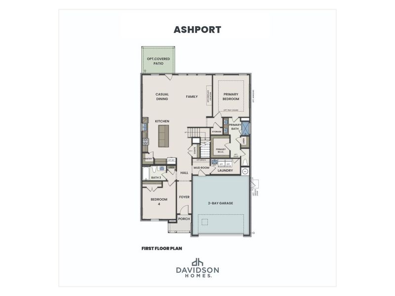 2D floor plan layout for the The Ashport J by Davidson Homes LLC in Sundance Cove, Crosby, TX (Image 3).