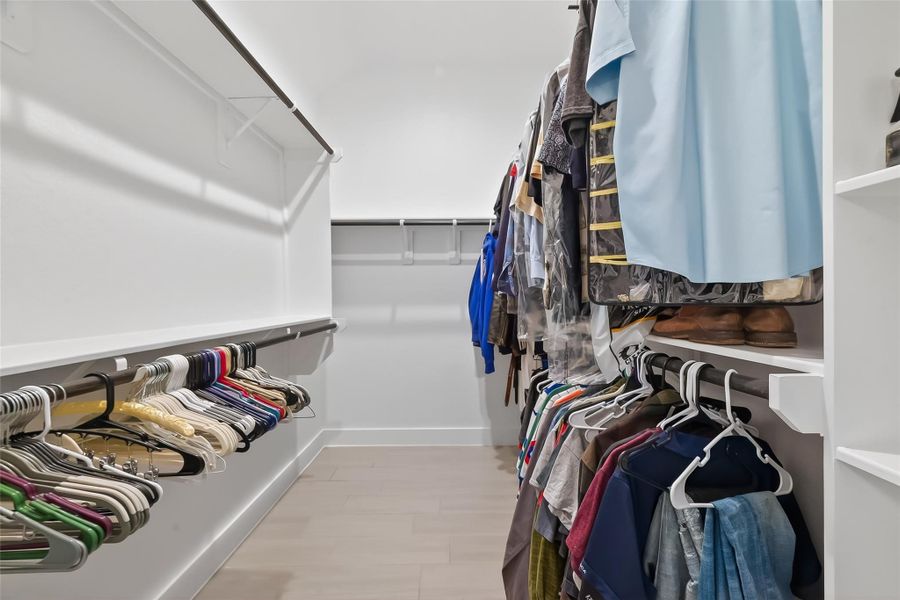 Generously sized walk in closet for the primary ensuite