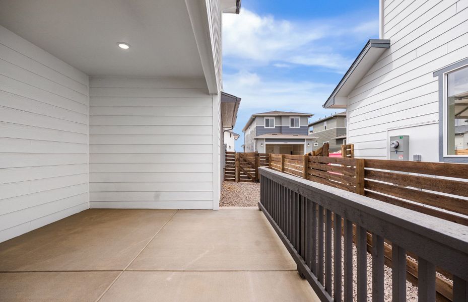 Exterior details and patio area of a home in Barefoot Village, Firestone (Image 4). Exterior details and patio area of a home in Barefoot Village, Firestone (Image 4).