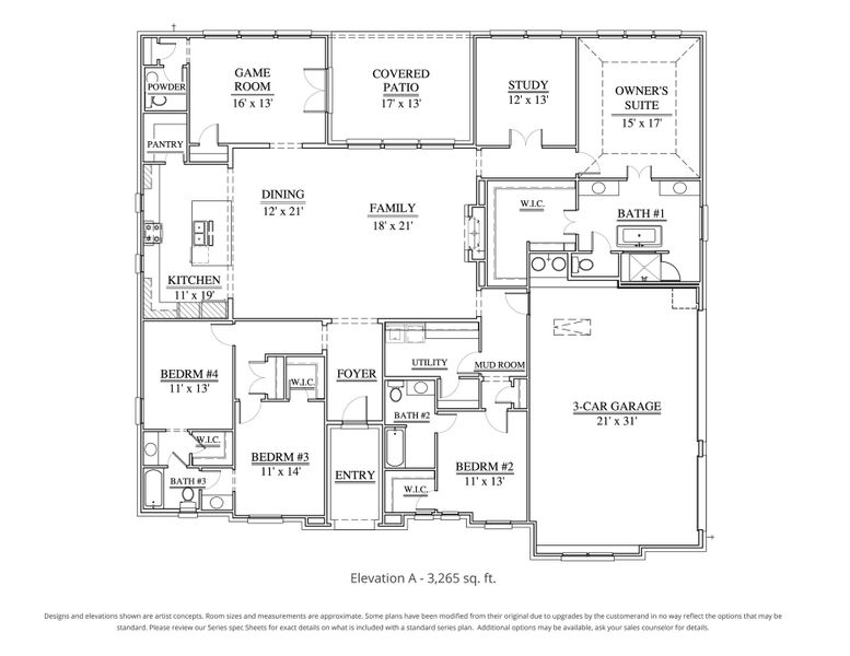 2D floor plan layout for the Connor by Our Country Homes in Highland Oaks, Boyd, TX (Image 3). 2D floor plan layout for the Connor by Our Country Homes in Highland Oaks, Boyd, TX (Image 3).