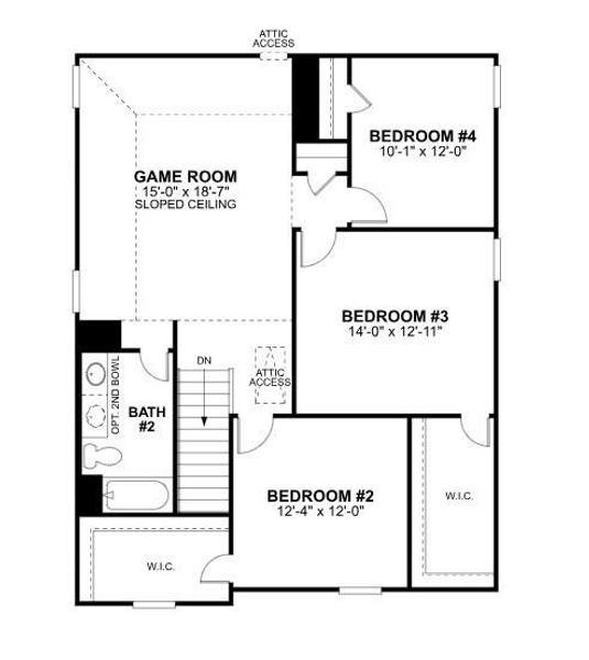 2D floor plan layout of this home in Lone Star Landing, Montgomery, TX (Image 5).
