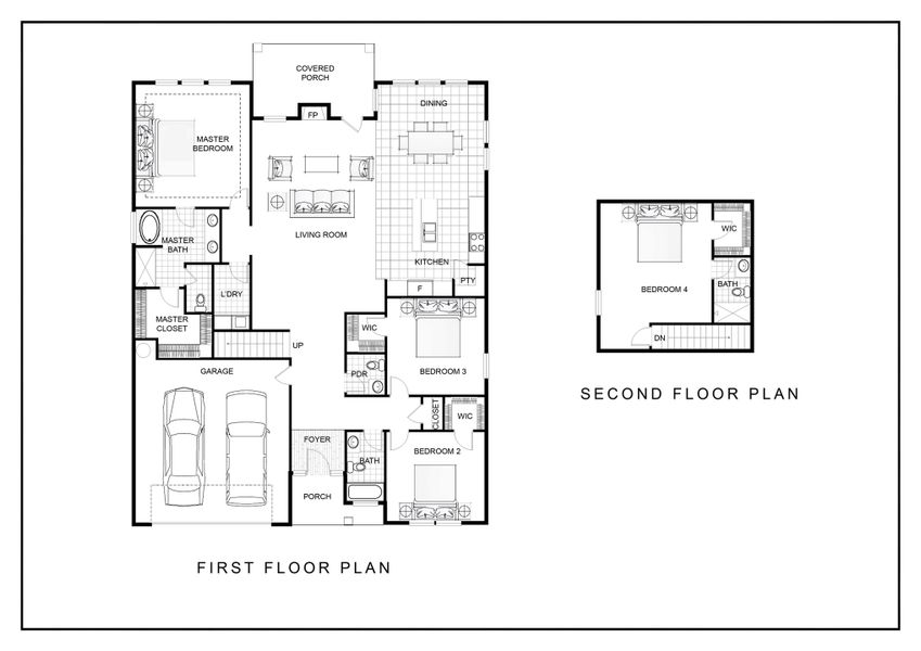 2D floor plan layout for the May by Hunter Quinn Homes in Walker's Pointe, Anderson, SC (Image 3).