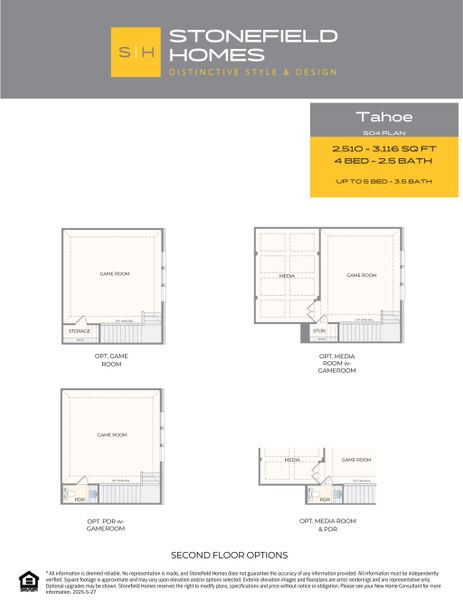 2D floor plan layout for the Tahoe by Stonefield Homes in Heath Golf and Yacht Club, Rockwall, TX (Image 7).