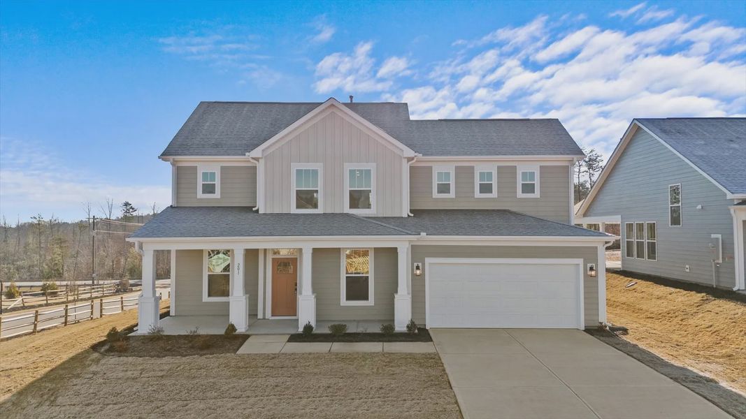 Representative exterior photo of a completed home built from the Kendrick by DRB Homes in Pinebrook, Woodruff, SC (Image 21).