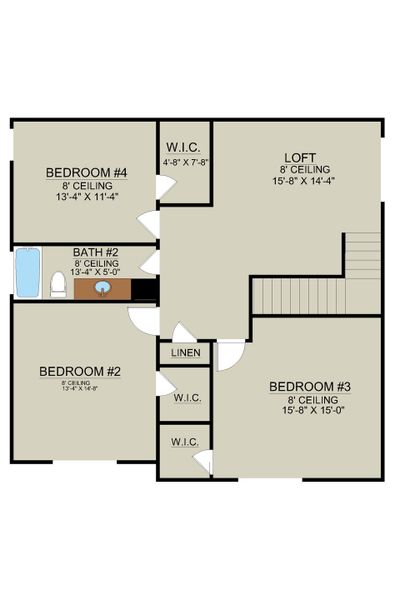 Hatteras Signature - Rendering 2nd  Floor | Ernest Homes