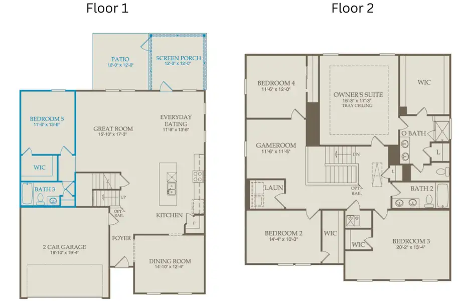 2D floor plan layout of this home in Exchange at 401, Raleigh, NC (Image 5).