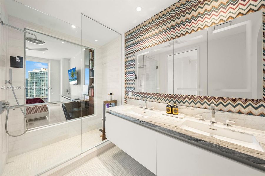 Furnished interior view inside a new home in Missoni Baia, Miami (Image 36). Furnished interior view inside a new home in Missoni Baia, Miami (Image 36).