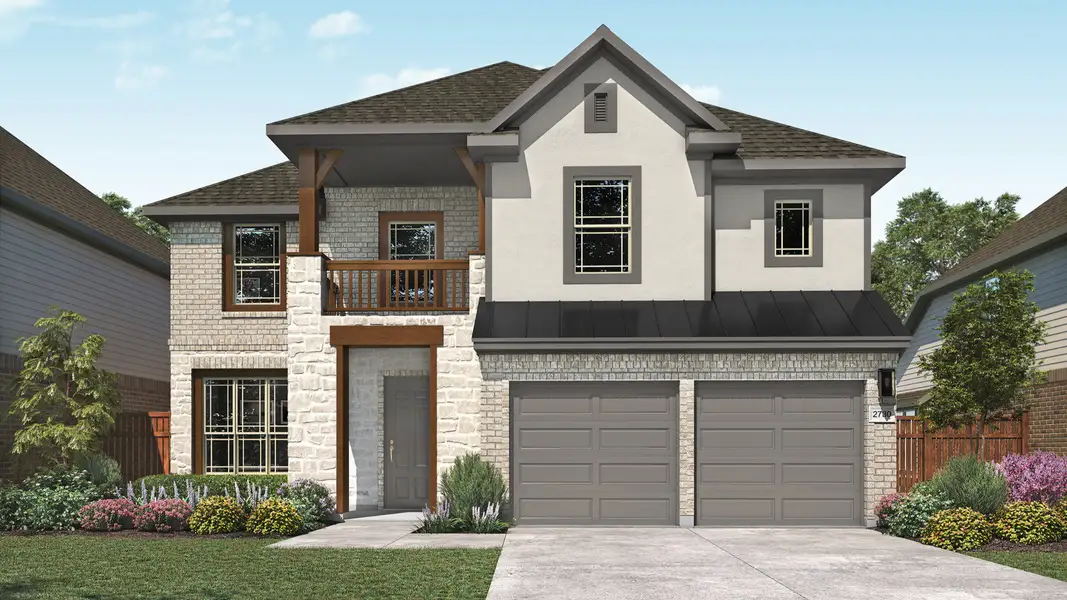 Representative exterior photo of a completed home built from the Mimosa by DRB Homes in Parkside on the River, Georgetown, TX (Image 5). Representative exterior photo of a completed home built from the Mimosa by DRB Homes in Parkside on the River, Georgetown, TX (Image 5).