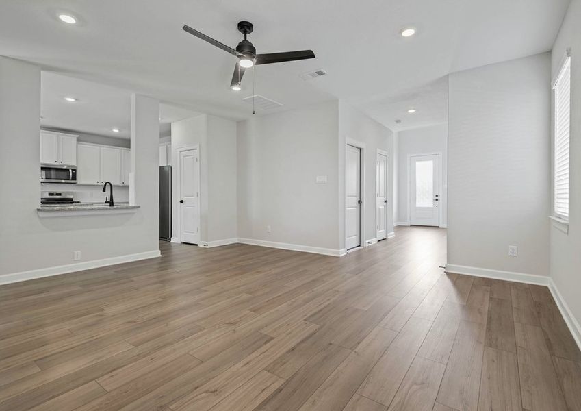 Family room with luxury flooring