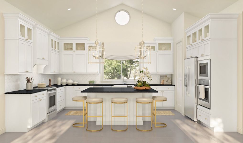 Kitchen with pendant lighting