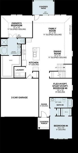 2D floor plan layout of this home in Hunters Ridge, Crowley, TX (Image 4).