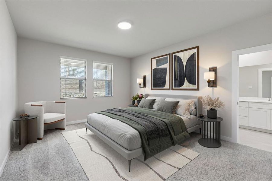 Primary Suite in the Holden home plan by Trophy Signature Homes – REPRESENTATIVE PHOTO