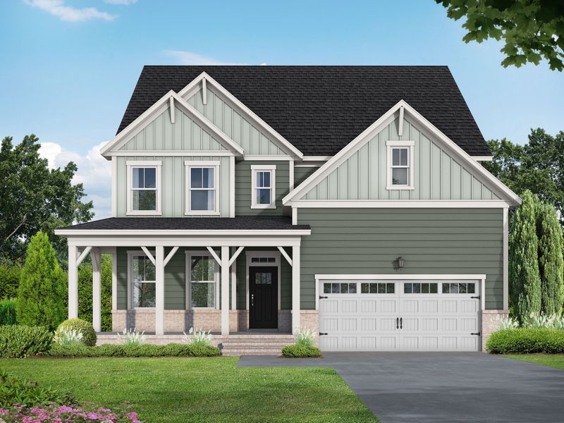 Representative exterior photo of a completed home built from the The Hickory II E by Davidson Homes LLC in Addison West, Holly Springs, NC (Image 2).