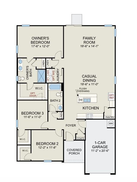 2D floor plan layout for the Embark - Single Family Homes by Dream Finders Homes in Stone Creek, Raeford, NC (Image 3).