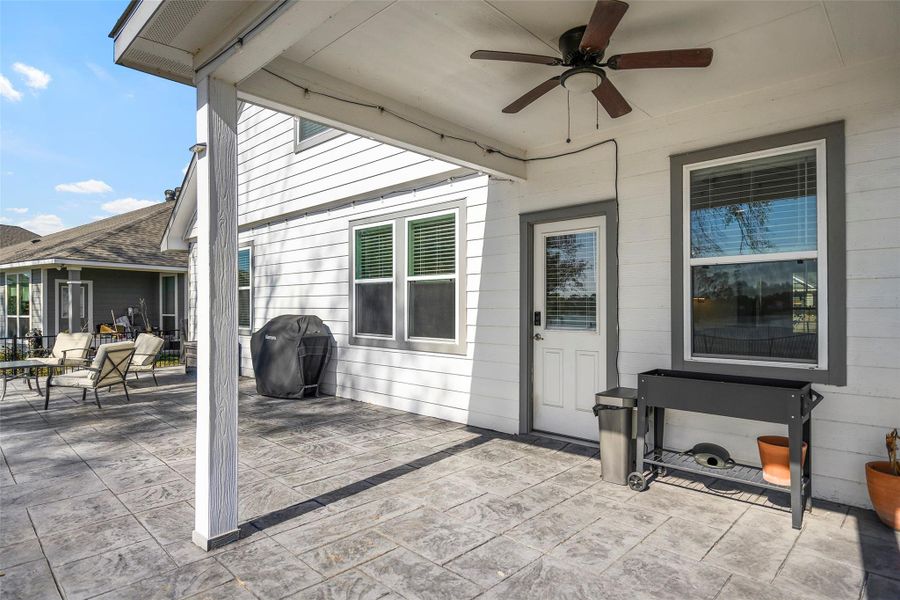 Exterior details and patio area of a home in Lakes at Crockett Martin, Conroe (Image 30). Exterior details and patio area of a home in Lakes at Crockett Martin, Conroe (Image 30).