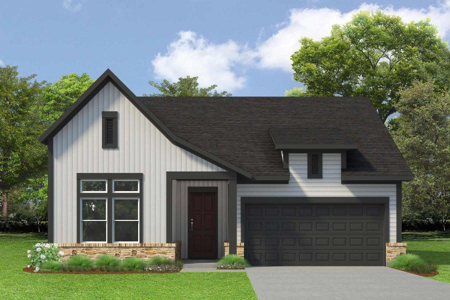 Representative exterior photo of a completed home built from the The Magnolia by David Weekley Homes in Two Step Farm 50', Montgomery, TX (Image 2).