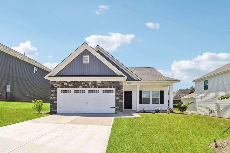 Representative exterior photo of a completed home built from the Buck Island II by Great Southern Homes in Providence Station at Trolley Run, Aiken, SC (Image 40).