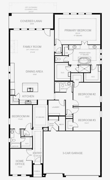 2D floor plan layout for the 2749F by Perry Homes in Mandarin Grove, Palmetto, FL (Image 3). 2D floor plan layout for the 2749F by Perry Homes in Mandarin Grove, Palmetto, FL (Image 3).