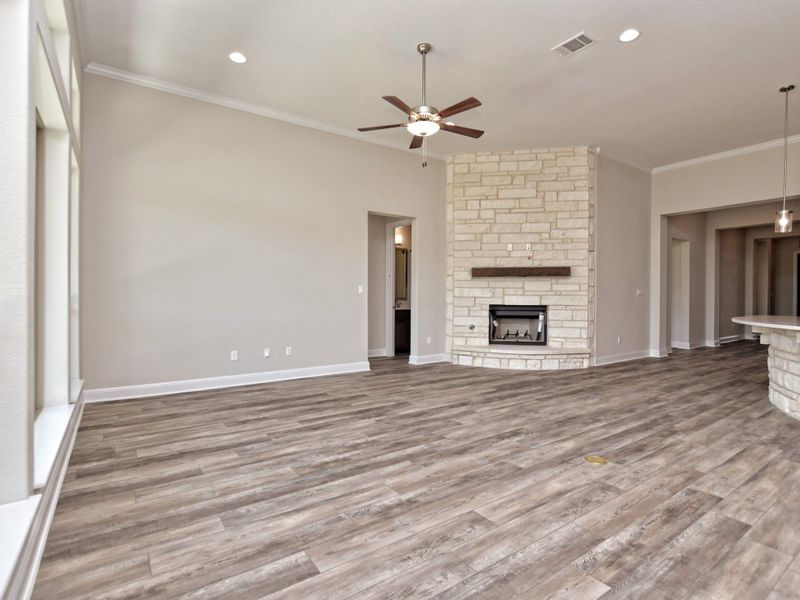 Representative unfurnished interior of a home built from the Siena III by Giddens Homes in Clearwater Ranch, Liberty Hill (Image 220).