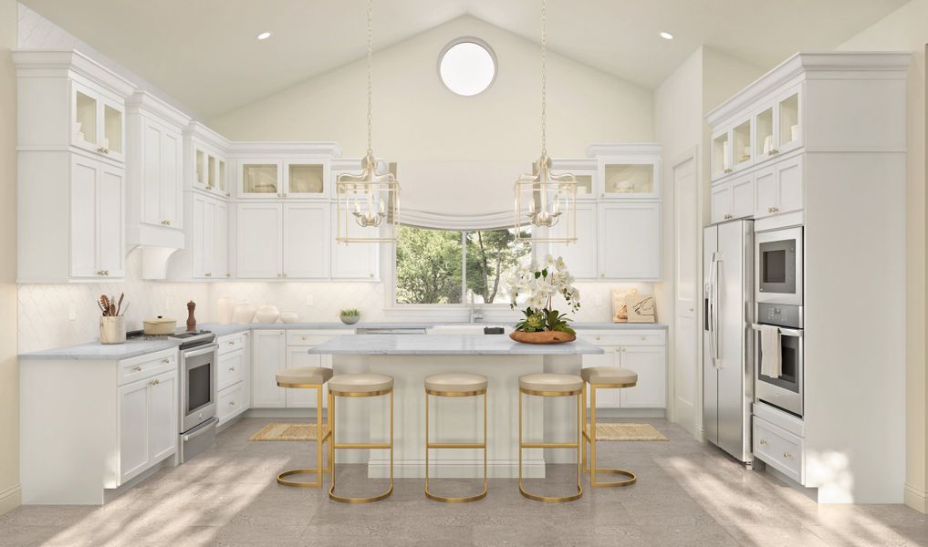 Kitchen with pendant lighting