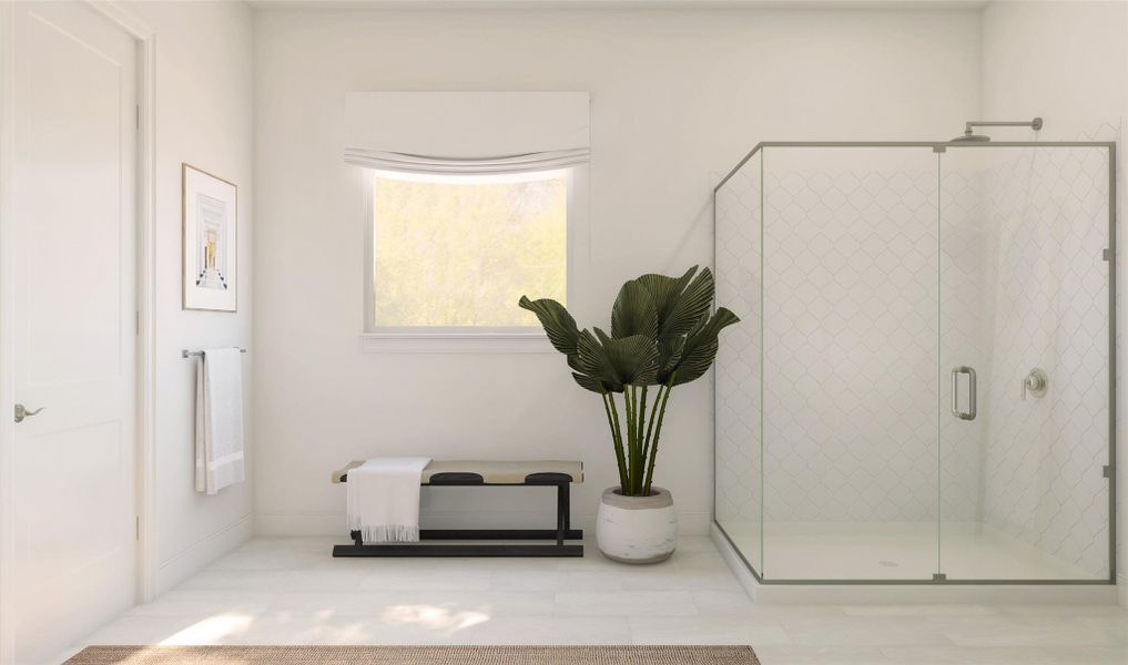 Serene primary bath (*Artist rendering used for illustration purposes only.) Serene primary bath (*Artist rendering used for illustration purposes only.)