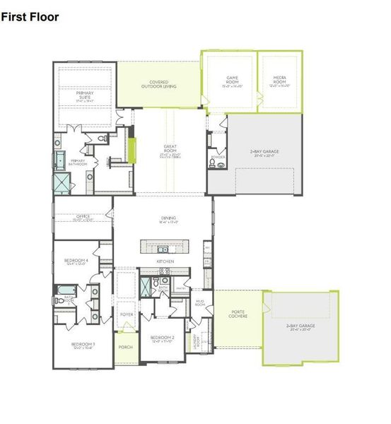 2D floor plan layout of this home in The Estates at James Lane, Fulshear, TX (Image 4).
