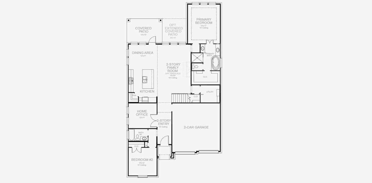 2D floor plan layout for the 2561H by Perry Homes in The Parklands 60', Santa Clara, TX (Image 5).