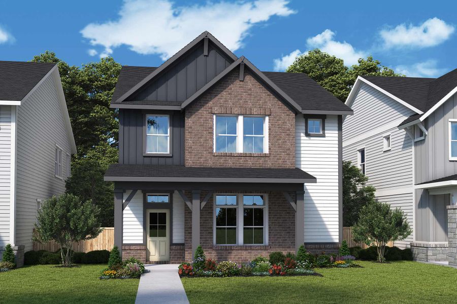 Front exterior of a new home in Elyson - Grove Row Collection, Katy, TX, highlighting curb appeal (Image 24).