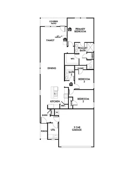 2D floor plan layout for the Elm by Impression Homes in Northspur, Terrell, TX (Image 3).
