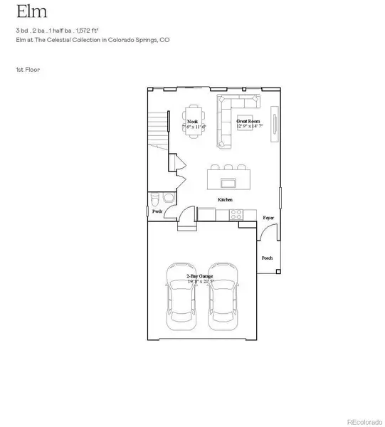 2D floor plan layout of this home in Copper Chase: The Celestial Collection, Colorado Springs, CO (Image 2).