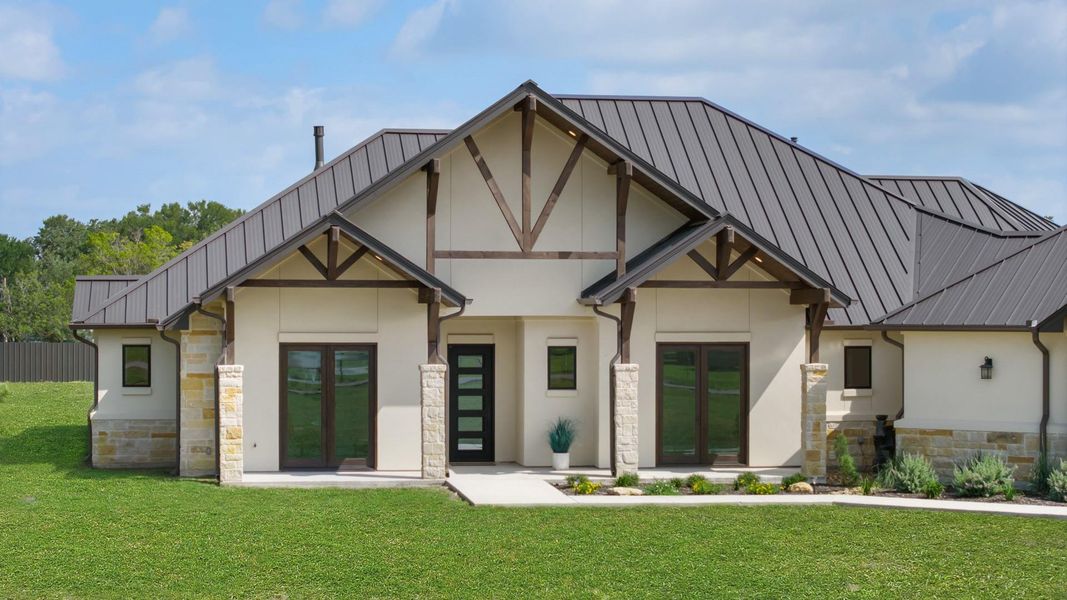 Front exterior of a new home in , Liberty Hill, TX, highlighting curb appeal (Image 1). Front exterior of a new home in , Liberty Hill, TX, highlighting curb appeal (Image 1).