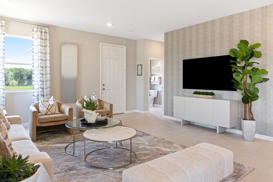 Representative furnished interior of a home built from the 1852 Modeled by KB Home in Canoe Creek Reserve I, St. Cloud (Image 8).