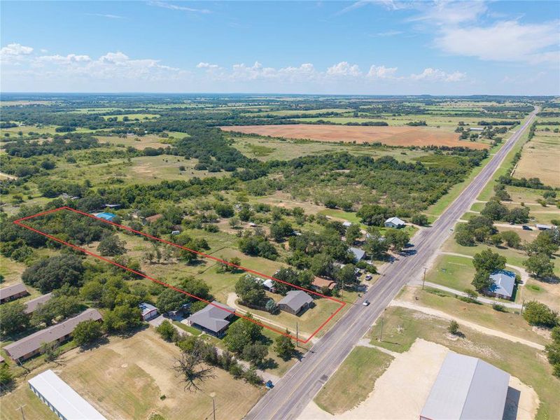 Aerial view of property's location with property parcel outlined Aerial view of property's location with property parcel outlined