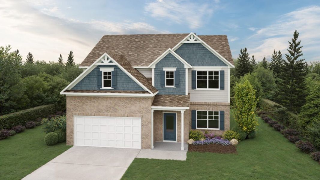 Representative exterior photo of a completed home built from the The Deerfield by Direct Residential Communities in The Hills at Cedar Creek, Winder, GA (Image 6). Representative exterior photo of a completed home built from the The Deerfield by Direct Residential Communities in The Hills at Cedar Creek, Winder, GA (Image 6).