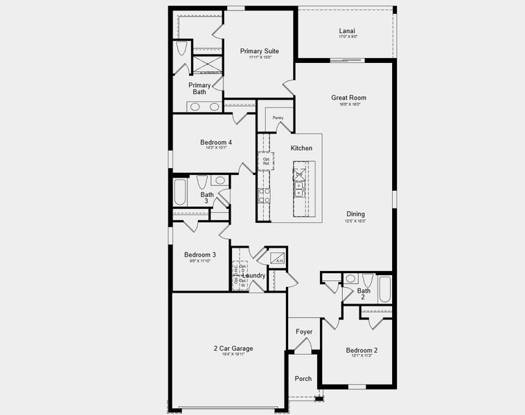 2D floor plan layout for the Hummingbird by Taylor Morrison in Westview, Poinciana, FL (Image 3).