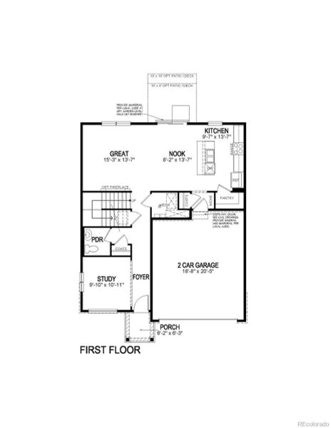 2D floor plan layout of this home in Fossil Creek Ranch, Windsor, CO (Image 3).