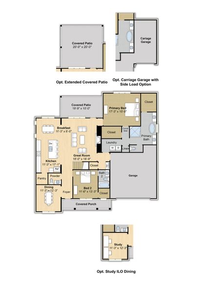 2D floor plan layout for the Bridgeland by Grant & Co in Manor at Hall Creek, Arlington, TN (Image 3).