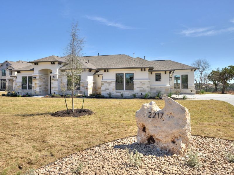 Representative exterior photo of a completed home built from the Catalina by Giddens Homes in Clearwater Ranch, Liberty Hill, TX (Image 35).