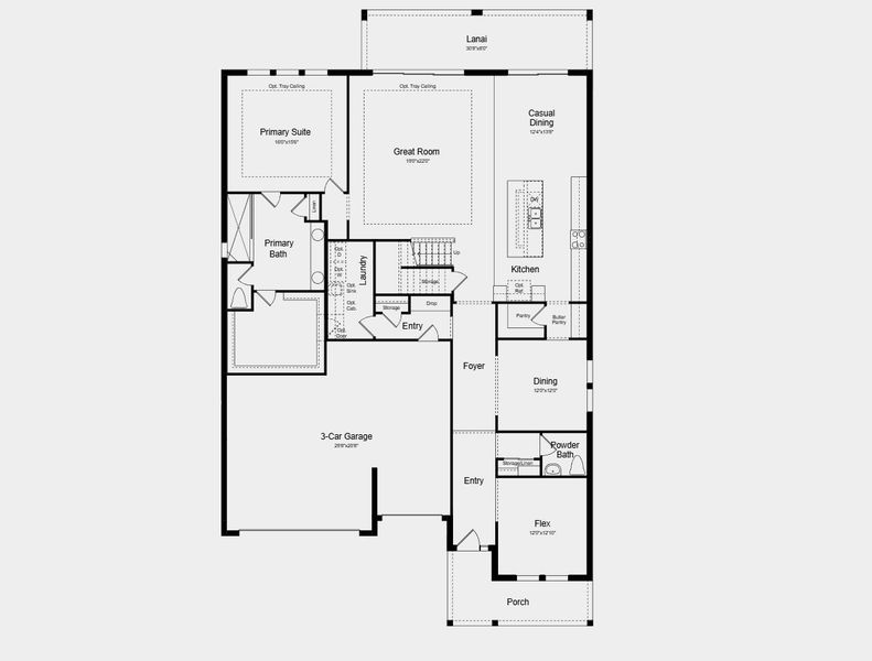 2D floor plan layout for the Waikiki by Taylor Morrison in Esplanade at McKinnon Groves, Winter Garden, FL (Image 3).