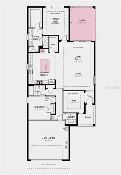 2D floor plan layout of this home in Esplanade at Coasterra, Palmetto, FL (Image 2).