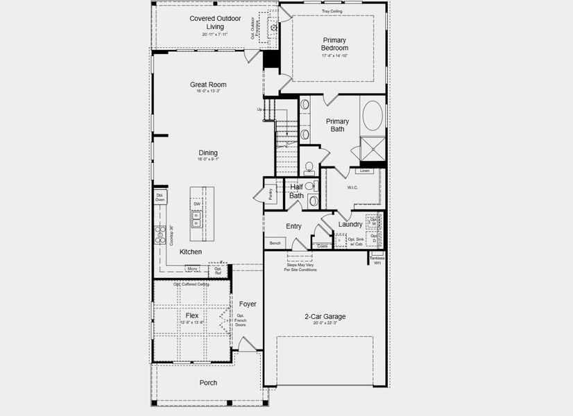 2D floor plan layout for the Santorini by Taylor Morrison in Towson Village, Peachtree City, GA (Image 6).