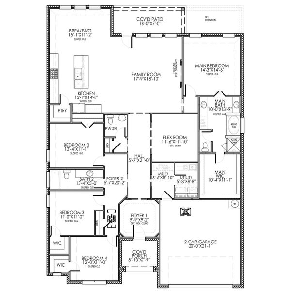 2D floor plan layout for the The Stratford by Lillian Custom Homes in Polo Ridge, Forney, TX (Image 5).