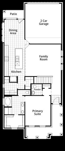 2D floor plan layout for the Kimberley by Highland Homes in Trinity Falls: Artisan Series - 40ft lots, McKinney, TX (Image 5).
