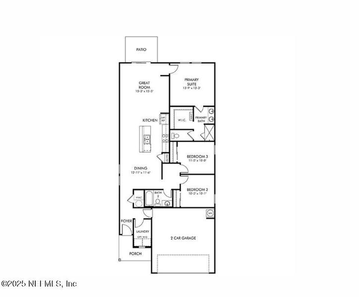 2D floor plan layout of this home in Cypress Meadows - Classic Series, Jacksonville, FL (Image 2).