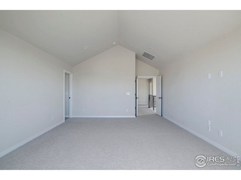 Vaulted ceilings in the primary bedroom