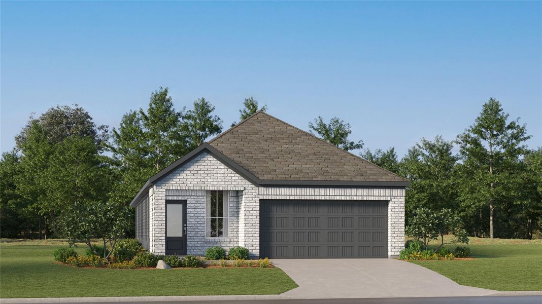 Front exterior of a new home in Elm Creek, Elgin, TX, highlighting curb appeal (Image 20).